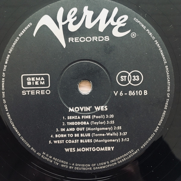 Wes Montgomery - Movin' Wes (LP, Album)