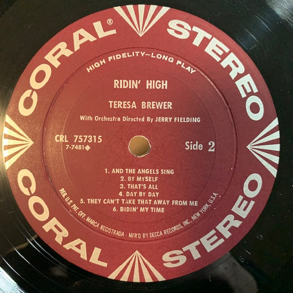 Teresa Brewer - Ridin' High (LP, Album, Gat)