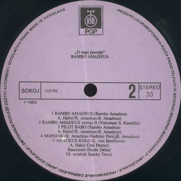 Rambo Amadeus - O Tugo Jesenja (LP, Album)
