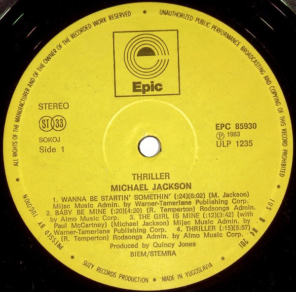 Michael Jackson - Thriller (LP, Album, Gat)
