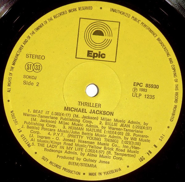 Michael Jackson - Thriller (LP, Album, Gat)