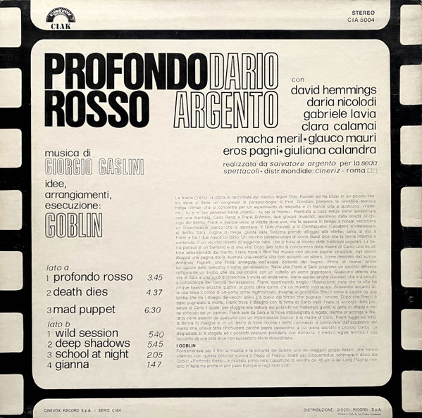 Goblin - Profondo Rosso (Colonna Sonora Originale Del Film) (LP, Album, RE)