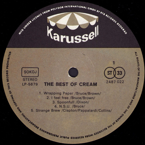 Cream (2) - The Best Of Cream (2xLP, Comp, RE)