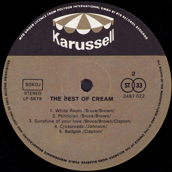 Cream (2) - The Best Of Cream (2xLP, Comp, RE)