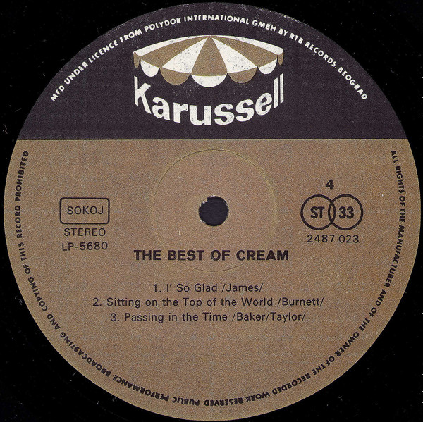 Cream (2) - The Best Of Cream (2xLP, Comp, RE)