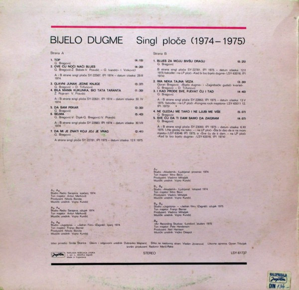 Bijelo Dugme - Singl Ploče (1974-1975) (LP, Comp)