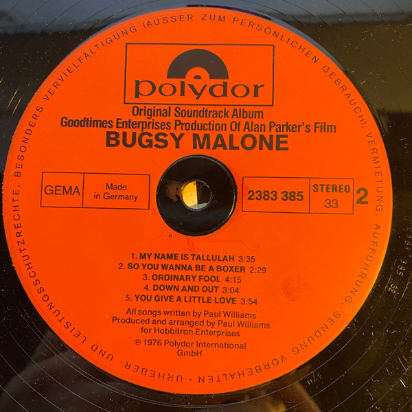 Paul Williams (2) - Bugsy Malone (Original Soundtrack Recording) (LP, Album, Gat)