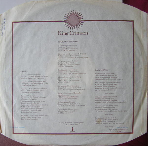 King Crimson - Larks' Tongues In Aspic (LP, Album)