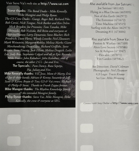 G3 (6), Joe Satriani, Steve Vai, Eric Johnson (2) - G3 - Live In Concert (CD, Album)