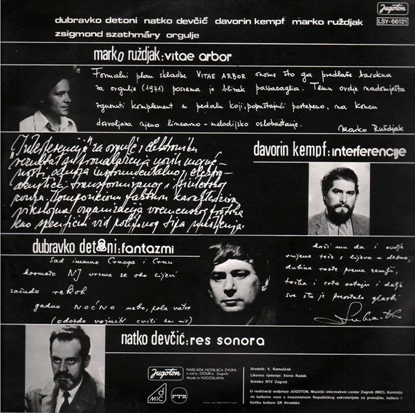 Zsigmond Szathmáry - Dubravko Detoni, Natko Devčić, Davorin Kempf, Marko Ruždjak - Orgulje Zagrebačke Katedrale (LP, Album)