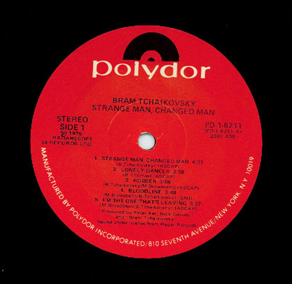 Bram Tchaikovsky - Strange Man, Changed Man (LP, Album, Mon)