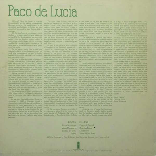 Paco De Lucía - Paco (LP, Album, San)