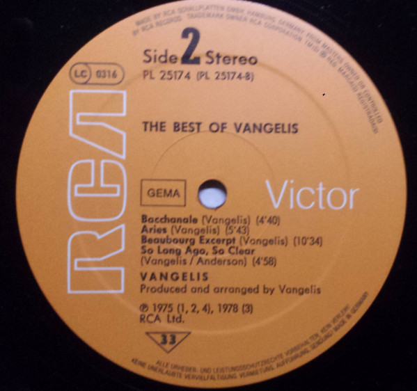 Vangelis - The Best Of Vangelis (LP, Comp)