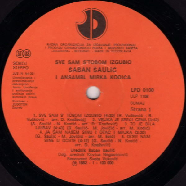 Šaban Šaulić - Sve Sam S Tobom Izgubio (LP, Album)