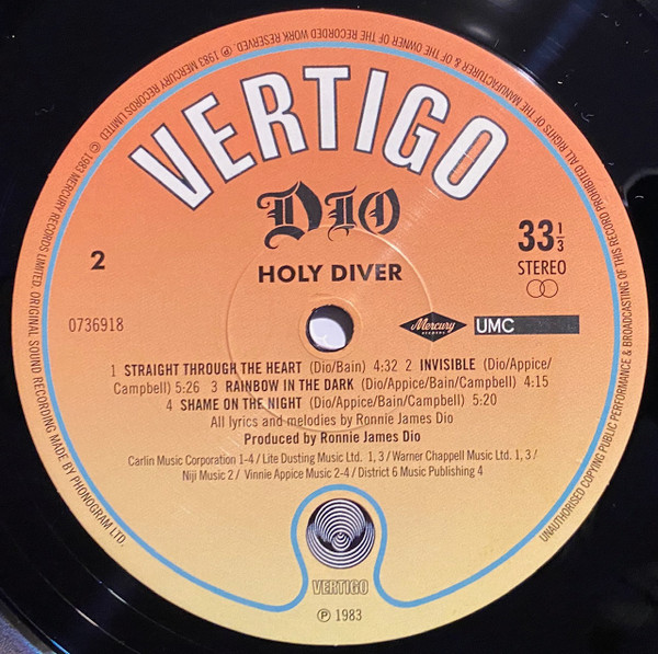 Dio (2) - Holy Diver (LP, Album, RE, RM)