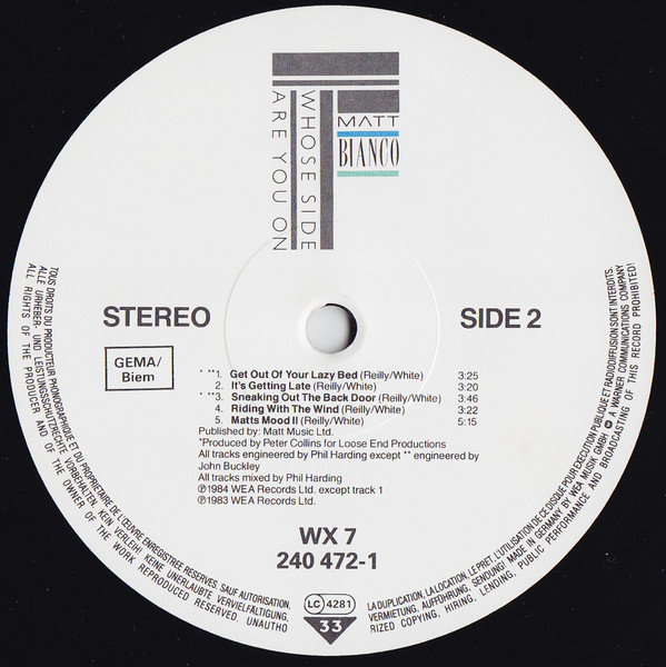 Matt Bianco - Whose Side Are You On (LP, Album)