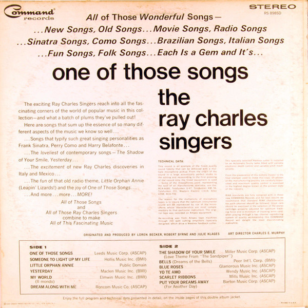 The Ray Charles Singers - One Of Those Songs (LP)