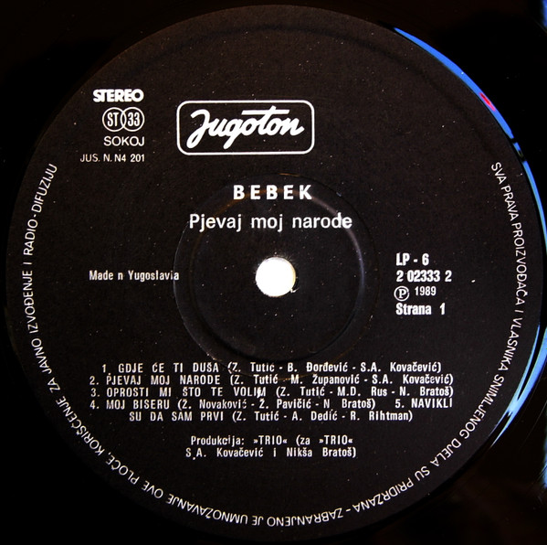 Željko Bebek - Pjevaj Moj Narode (LP, Album)