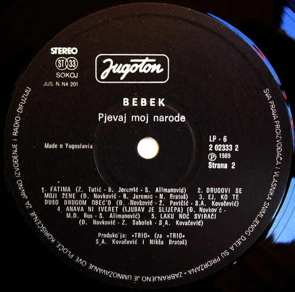 Željko Bebek - Pjevaj Moj Narode (LP, Album)