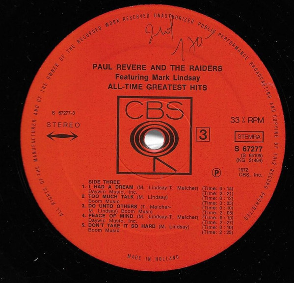 Paul Revere & The Raiders - All-Time Greatest Hits (2xLP, Comp)