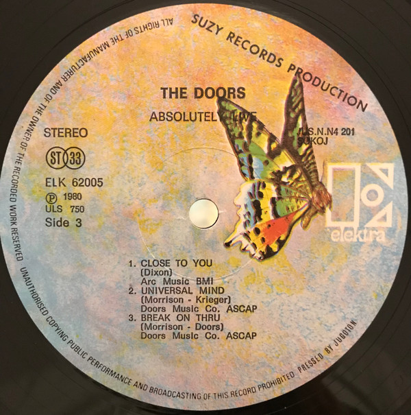 The Doors - Absolutely Live (2xLP, Album, RE, Gat)