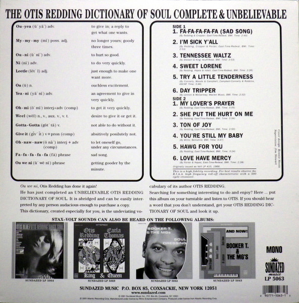 Otis Redding - The Otis Redding Dictionary Of Soul - Complete & Unbelievable (LP, Album, Mono, RE)