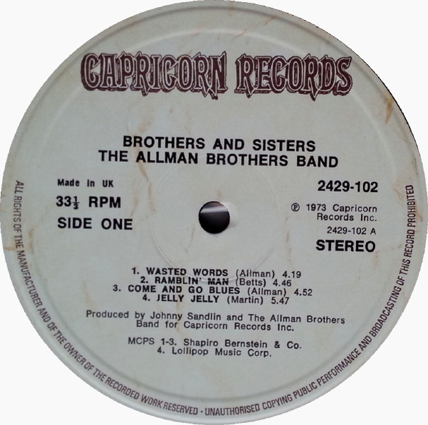 The Allman Brothers Band - Brothers And Sisters (LP, Album, RE, Gat)