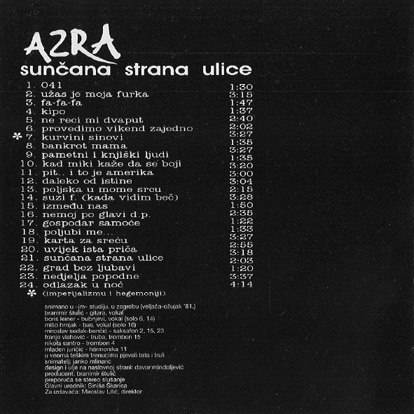 Azra (3) - SunÄana Strana Ulice (CD, Album, RE)