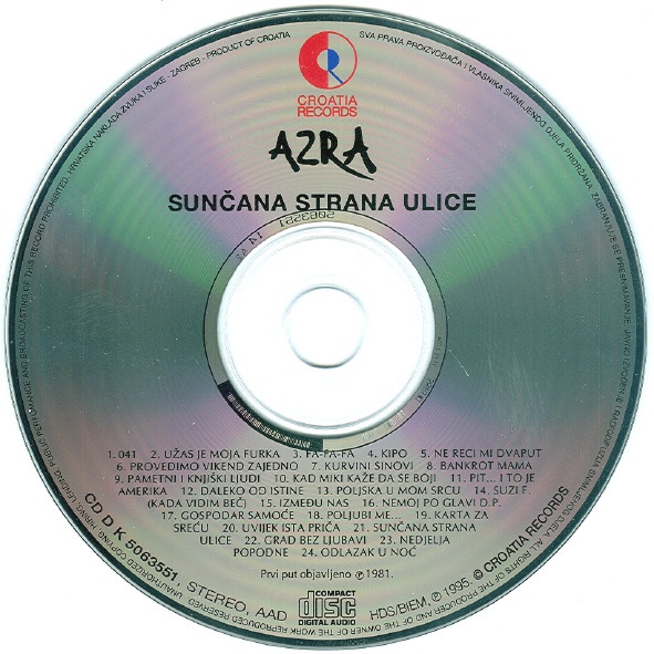 Azra (3) - SunÄana Strana Ulice (CD, Album, RE)