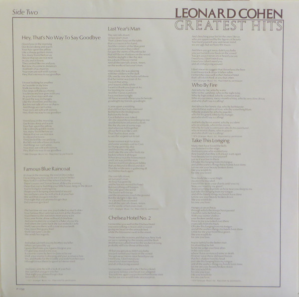 Leonard Cohen - Greatest Hits (LP, Comp, RE)