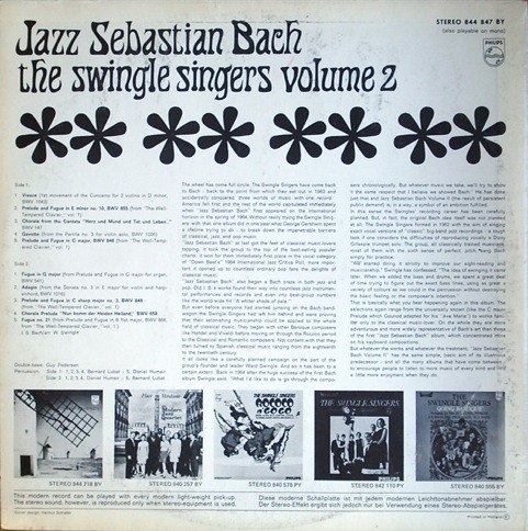 The Swingle Singers* - Jazz Sebastian Bach Volume 2 (LP, Album)