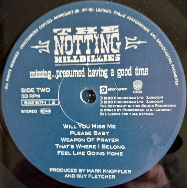 The Notting Hillbillies - Missing... Presumed Having A Good Time (LP, Album)