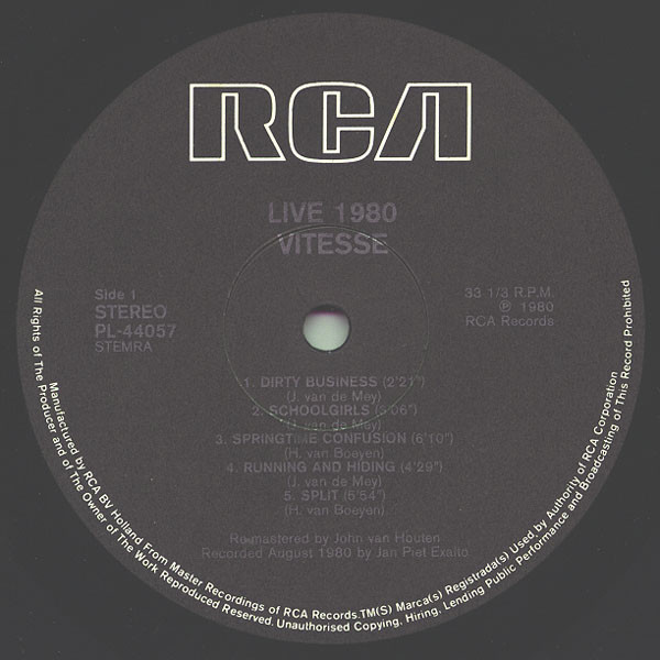 Vitesse (2) - Live 1980 (LP, Album)