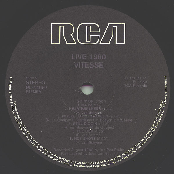 Vitesse (2) - Live 1980 (LP, Album)