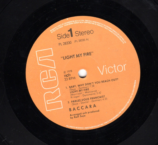 Baccara - Light My Fire (LP, Album, SGI)