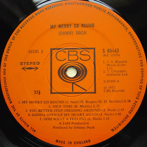 Johnny Nash - My Merry-Go-Round (LP, Album, Gat)