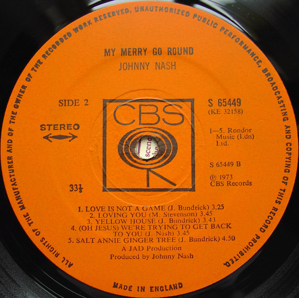 Johnny Nash - My Merry-Go-Round (LP, Album, Gat)