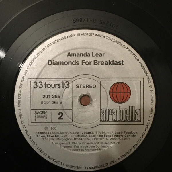 Amanda Lear - Diamonds For Breakfast (LP, Album)