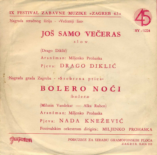 Drago Diklić / Nada Knežević - Još Samo Večeras / Bolero Noći (Zagreb 63) (7
