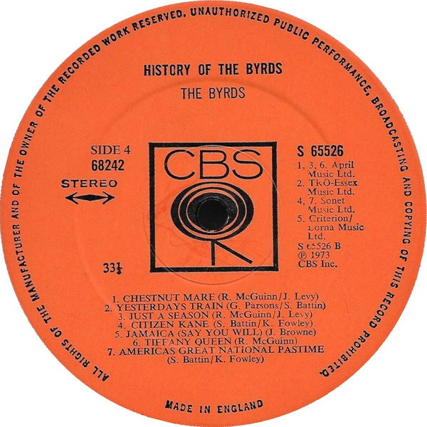 The Byrds - History Of The Byrds (2xLP, Comp, Ora)