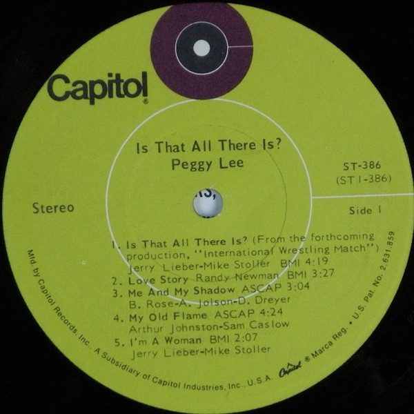 Peggy Lee - Is That All There Is? (LP, Album, Scr)