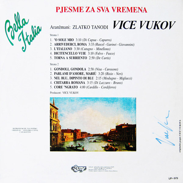 Vice Vukov - Bella Italia (Pjesme Za Sva Vremena) (LP, Album)