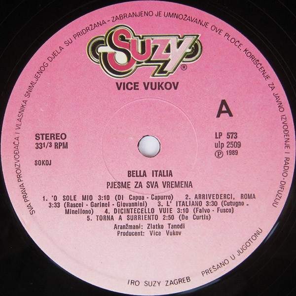 Vice Vukov - Bella Italia (Pjesme Za Sva Vremena) (LP, Album)