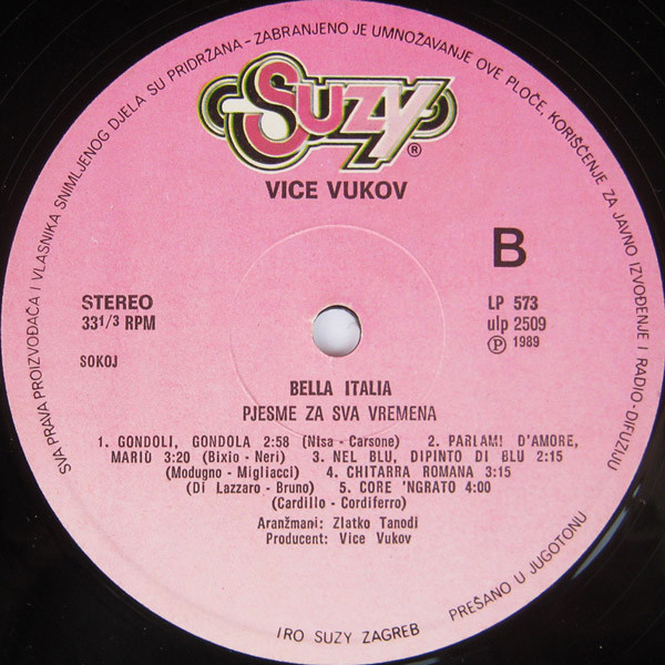 Vice Vukov - Bella Italia (Pjesme Za Sva Vremena) (LP, Album)