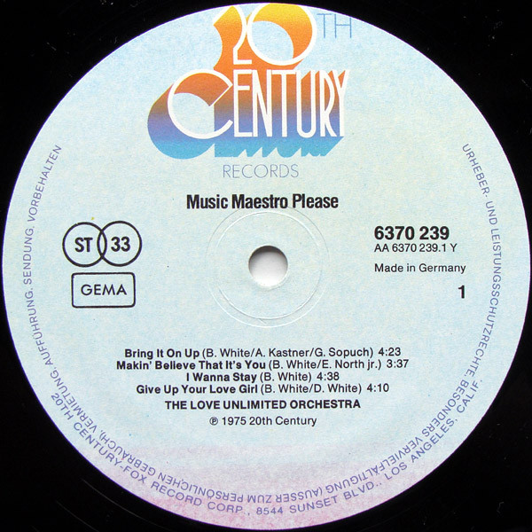 Love Unlimited Orchestra - Music Maestro Please (LP, Album)