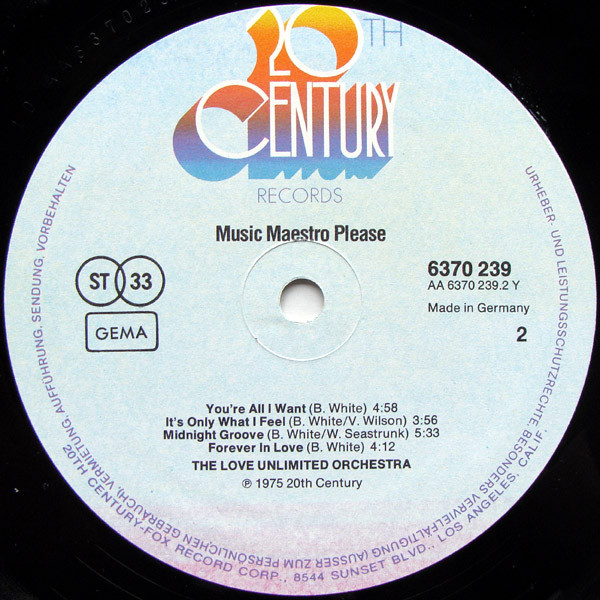 Love Unlimited Orchestra - Music Maestro Please (LP, Album)