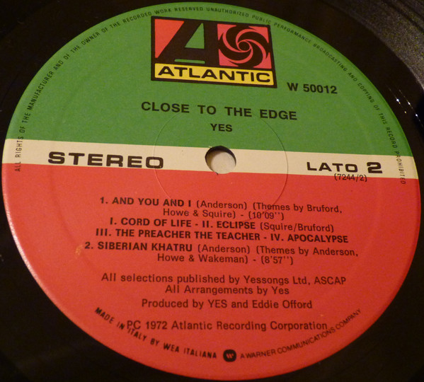 Yes - Close To The Edge (LP, Album, RE, Gat)