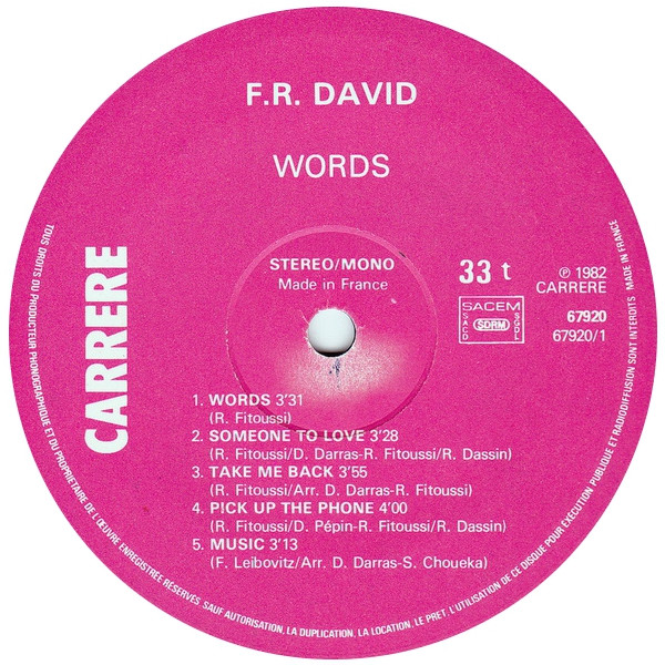 F-R David* - Words (LP, Album)
