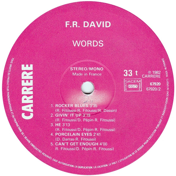 F-R David* - Words (LP, Album)