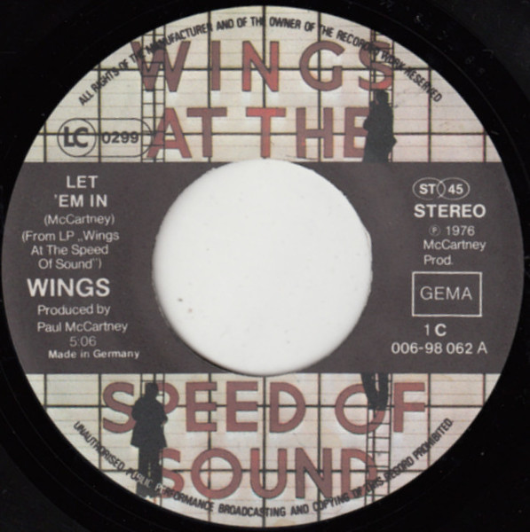 Wings (2) - Let 'Em In / Beware My Love (7
